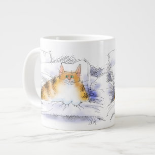 Taza De Café Gigante gato en cama
