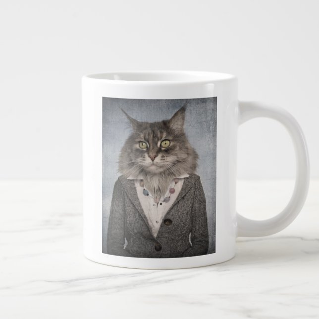 Taza De Café Gigante Gato En Ropa (Derecha)
