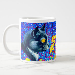 Taza De Café Gigante Gato entre flores