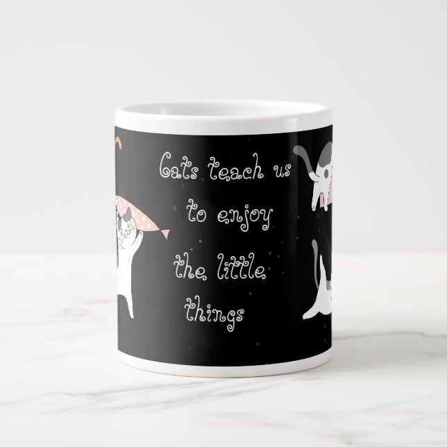 Taza De Café Gigante Gato gracioso, disfruta de las cosas pequeñas, Mug (Frente)