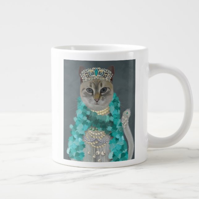 Taza De Café Gigante Gato gris | Adornado Con Retrato De Campanas (Derecha)