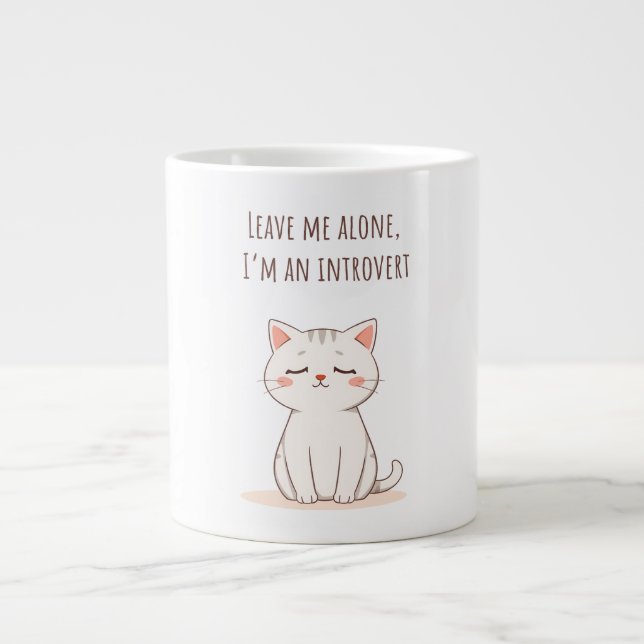 Taza De Café Gigante Gato Introvertido (Frente)