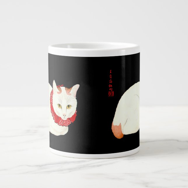 Taza De Café Gigante Gato japonés blanco y jengibre (Frente)