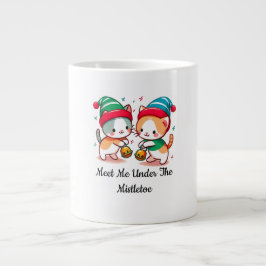 Taza De Café Gigante Gato Lindo de Navidad Encuentrame Debajo del Mistl