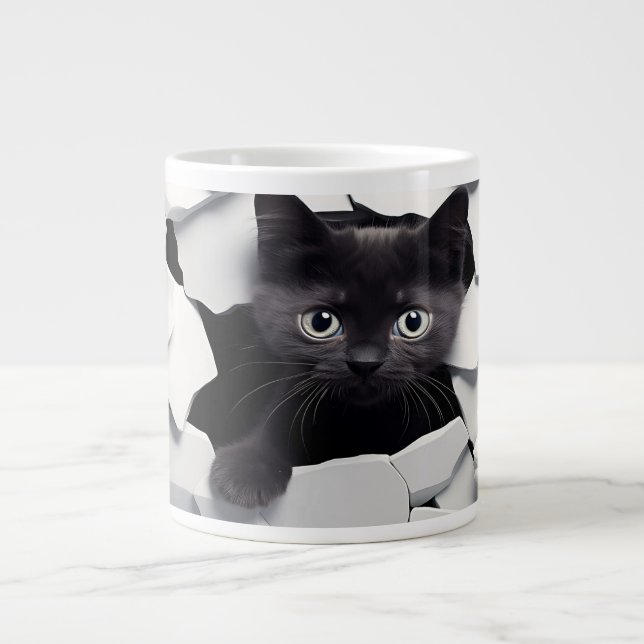 Taza De Café Gigante Gato negro (Frente)
