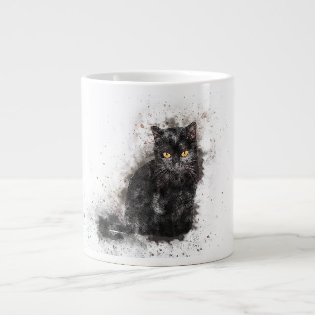 Taza De Café Gigante Gato negro (Frente)