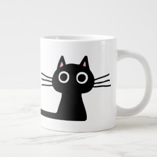 Taza De Café Gigante Gato negro adorable Felino divertido
