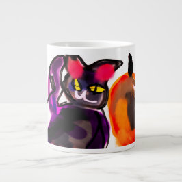 Taza De Café Gigante Gato negro de alegría de calabaza