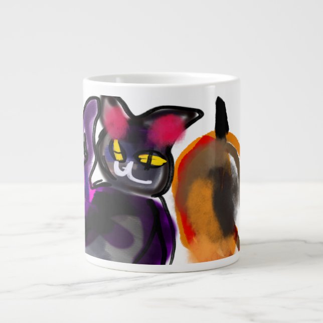 Taza De Café Gigante Gato negro de alegría de calabaza (Frente)