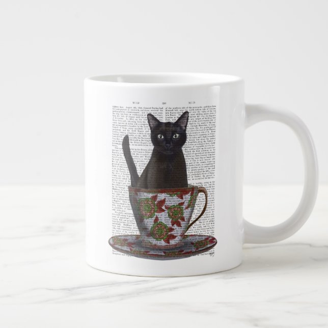 Taza De Café Gigante Gato negro en la televisión (Derecha)