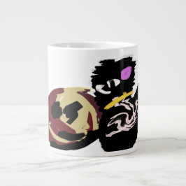 Taza De Café Gigante Gato negro esponjoso Jack o Linterna divertido