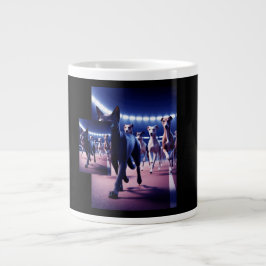 Taza De Café Gigante Gato Negro Liderando Una Manada De Perros En La Pi