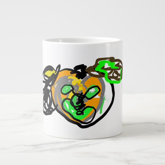 Taza De Café Gigante Gato negro y Jack O Lantern Latte (Frente)