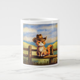 Taza De Café Gigante Gato papá pintado con acuarela