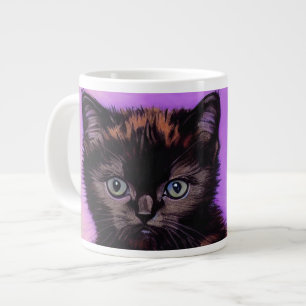 Taza De Café Gigante Gato púrpura estilo Van Gogh