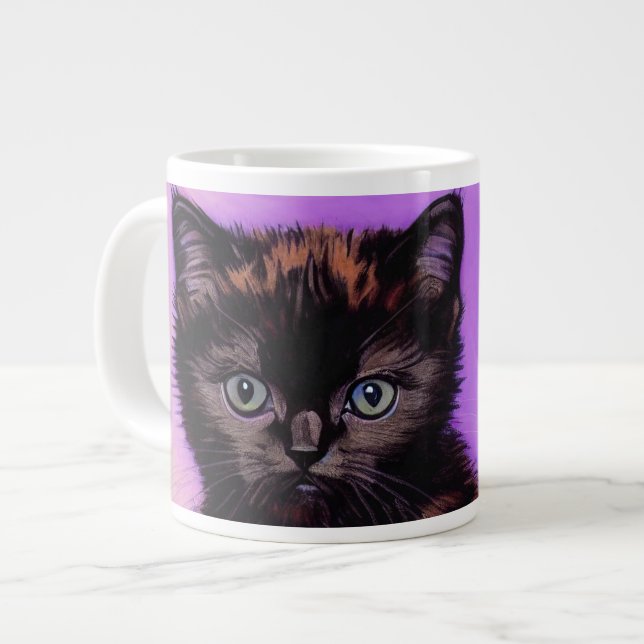 Taza De Café Gigante Gato púrpura estilo Van Gogh (Izquierda)