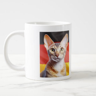 Taza De Café Gigante Gato Rex Alemán Bandera Alemana De Fondo