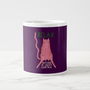 Taza De Café Gigante Gato Rosa Relájate Nada Está Bajo Control