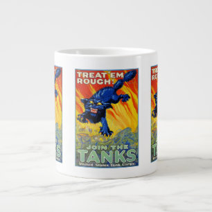 Taza De Café Gigante Gato Salvaje de Reclutamiento Militar Bélico Vinta