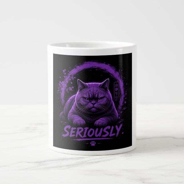 Taza De Café Gigante Gato Serio (Frente)