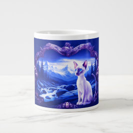 Taza De Café Gigante Gato Siamés En Marco Escenario