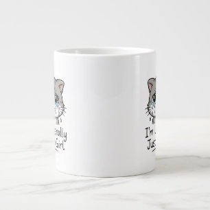 Taza De Café Gigante Gato Triste Estético Lindo "Literalmente Soy Solo 