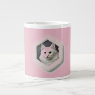 Taza De Café Gigante Gato Turk Angora En Un Marco