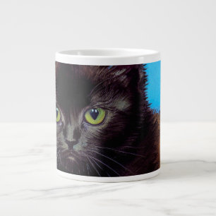 Taza De Café Gigante Gato Van Gogh y flores