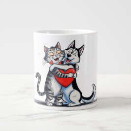 Taza De Café Gigante Gato y perro enamorados