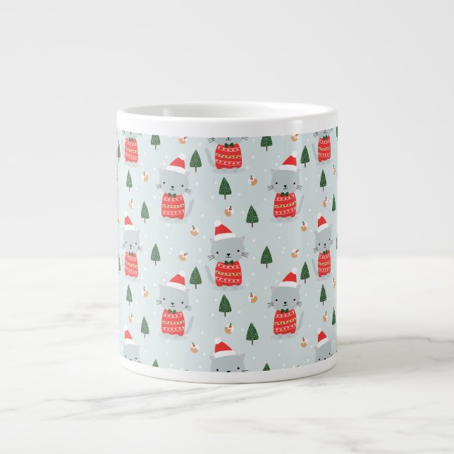 Taza De Café Gigante Gatos de Navidades cortos (Frente)