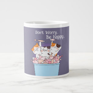 Taza De Café Gigante Gatos guapos, no te preocupes por ser un peluche d