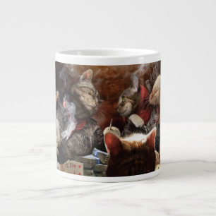 Taza De Café Gigante Gatos jugando al póquer
