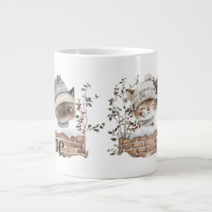 Taza De Café Gigante Gatos lindos de invierno personalizados