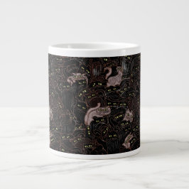 Taza de café gigante Gatos negros ojos amarillos
