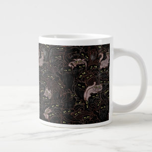 Taza de café gigante Gatos negros ojos amarillos
