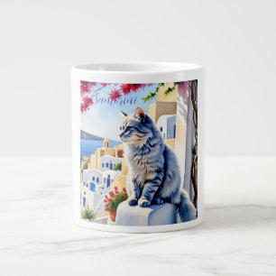 Taza De Café Gigante Gatos y belleza de Santorini