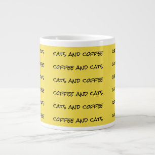 Taza De Café Gigante "gatos y café" patrón repetitivo amarillo