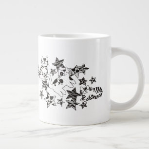 Taza De Café Gigante Gatos y estrellas gitanos en el espacio