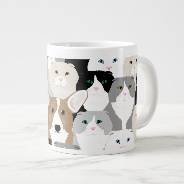 Taza De Café Gigante Gatos y jarra de perro (Derecha)