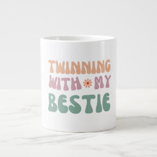 Taza De Café Gigante Gemelas con mi mejor amiga Groovy cita de amistad