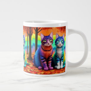Taza De Café Gigante Gemelos del arte digital de gatos-56467
