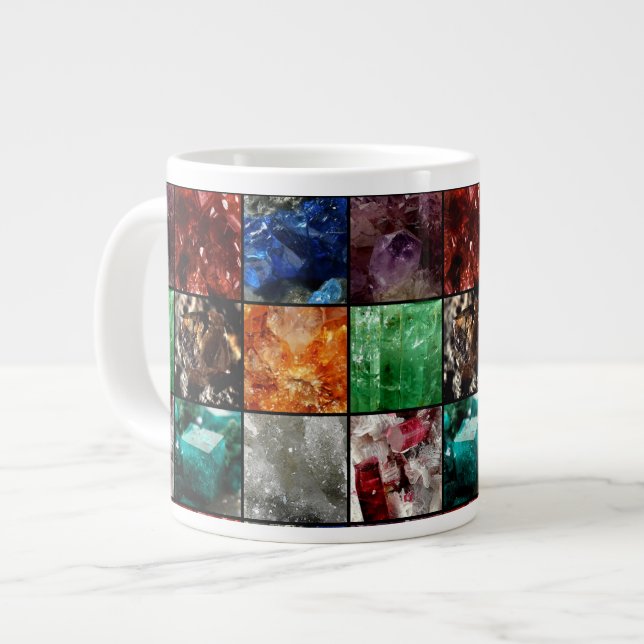 Taza De Café Gigante Gemstone Collage Gigante Café Mug (Izquierda)