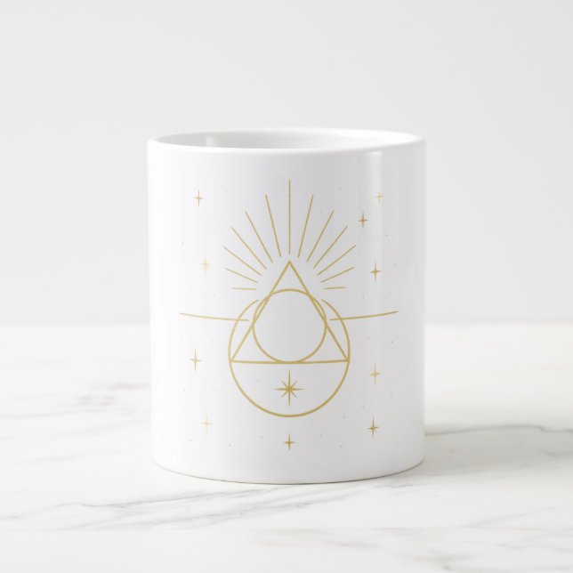 Taza De Café Gigante Geometría de Luz ✨ | Sacred Golden Geometry Design (Frente)