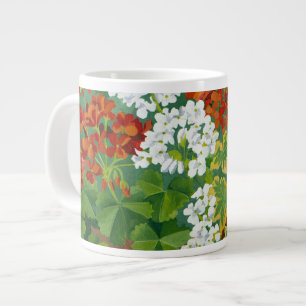 Taza De Café Gigante Geranios rojos y blancos en los potes 2013