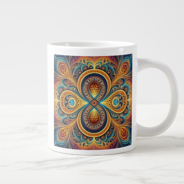 Taza De Café Gigante Gigante del arte fractal del café Coffee Mug (Derecha)