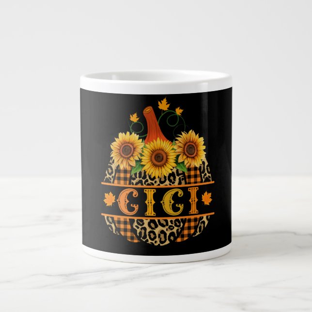 Taza De Café Gigante GiGi Pumpkin Leopard Print Sunflower Buffalo Tapad (Frente)