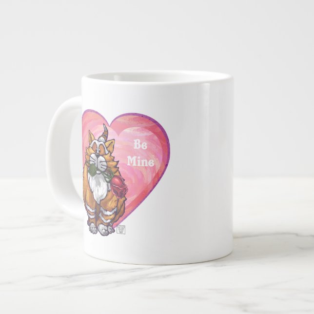 Taza De Café Gigante Ginger Cat El día de San Valentín (Izquierda)