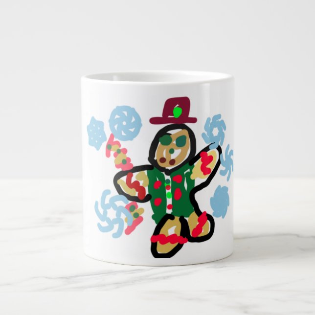 Taza De Café Gigante Gingerbread man dance (Frente)