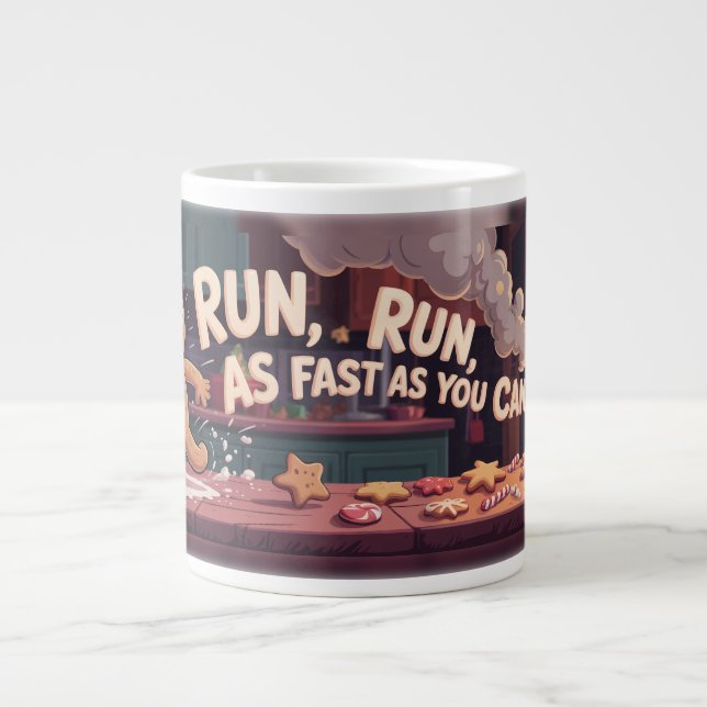 Taza De Café Gigante Gingerbread Man Escape (Frente)