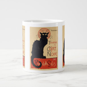 Taza De Café Gigante Gira del Gato Negro Vintage Gato Negro Art Nouveau
